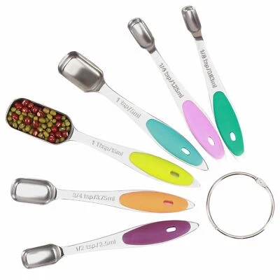 6pcs Stainless Steel Stackable Cooking Measuring Seasoning Spoons Kitchen Tool - Image 1 of 4