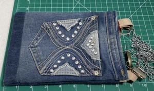 Cross-body or Over-Shoulder 9x8”Denim Bag/ SPurse with Intricate Pocket Design - Picture 1 of 7