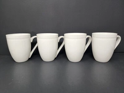 Juego de 4 tazas de café Mikasa Loria porcelana de hueso blanco nuevas Foto 1 de 4