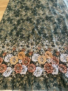 Vintage Retro Strick Poly Mischgewebe Mütter Bordüre 56" W 2,5 Yard Grün Gold - Bild 1 von 7