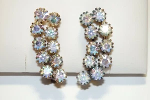 Vintage Aurora Borealis Rhinestone Unsigned WEISS or JULIANA EARRINGS #2 - Picture 1 of 6