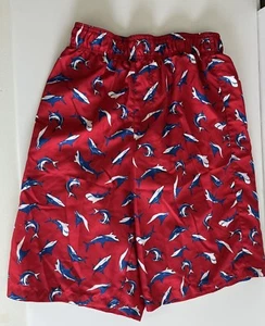 OP Swim Trunks Boys Youth Size XL 14-16 Red Ocean Pacific Mesh Lined Sharks - Picture 1 of 7