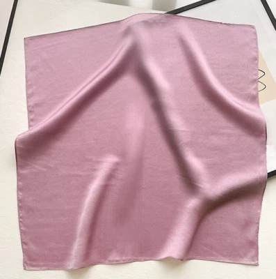 women 100% Silk 20" small Scarf Women neckerchief Wrap solid purple soft - Image 1 of 4