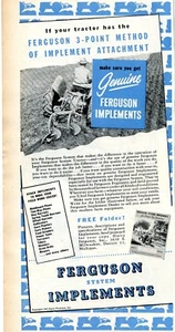 1947 Print Ad of Harry Ferguson System Tractor Implements 3-Point Method - Picture 1 of 2