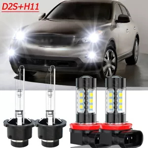 Para For Infiniti FX35 2006-2009 2010 2011 2012 faro HID + luz antiniebla Led 4x - Foto 1 di 12