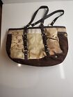 Coach Legacy Patchwork Leather Suede Bag Brown & Gold 