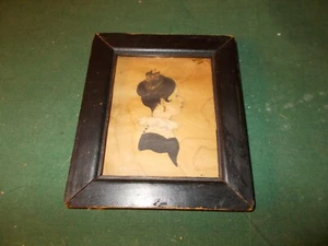 1800S WATERCOLOR OF A WOMAN WITH A HAIRPIECE IN HER HAIR RUFFLED DRESS FRAMED - Picture 1 of 3