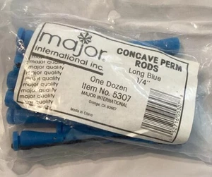 Aste arricciacapelli permanenti Major International concave 1/4" nuove vecchio stock blu confezione da 12 - Foto 1 di 3