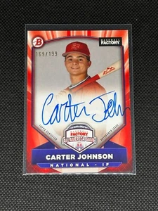 2025 Bowman Baseball Factory /199 Auto Carter Johnson All-America Under Armour - Picture 1 of 2