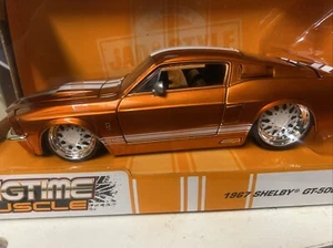 JADA TOYS 1967 FORD MUSTANG SHELBY Metallic ORANGE /Upgraded Chrome & White Rims - Picture 1 of 13