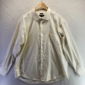 Pronto Uomo Button Up Shirt Mens 2XL Cream 18.5 34-35 Slim Fit Non-Iron Oxford - Picture 1 of 18