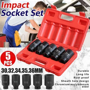 5Pcs Deep Impact Socket Set 1/2" Drive Metric 12 Point Axle Hub Nut 30-36mm OZ - Picture 1 of 12