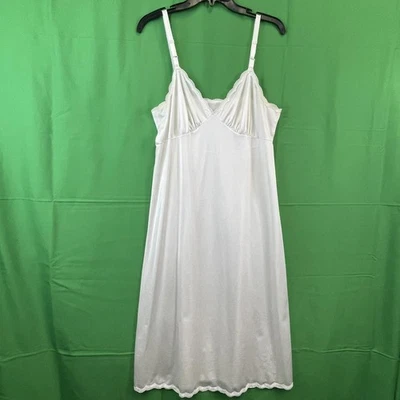Женщин белый полный скольжения ночная рубашка платье длиной средний кружевной отделки регулируемые ремни - Изображение 1 из 4