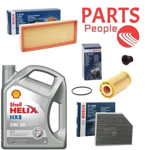 FOR AUDI A5 SE 1.8 TFSI MK1 SERVICE KIT BOSCH OIL AIR CABIN 5L SHELL HX8 & PLUG - Picture 1 of 1