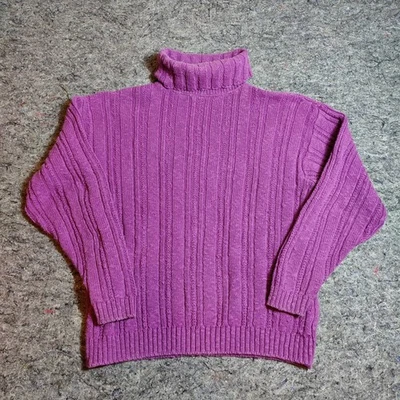 Suéter de cuello alto acanalado púrpura vintage LL Bean para mujer talla mediana algodón Foto 1 de 4