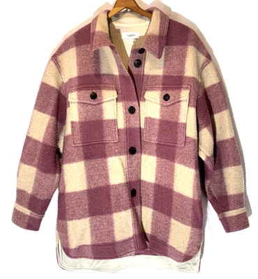 Jaqueta xadrez Isabel Marant Etoile Harveli bege jacarandá mistura de lã 38/8 - Imagem 1 de 4