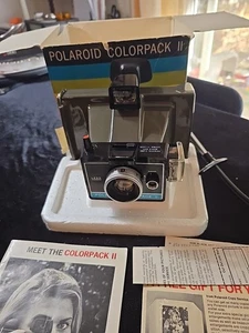  Polaroid Colorpack II Land Camera With Original Box And All Papers Black Vtg - Picture 1 of 10