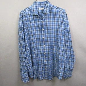Peter Millar Button Up Shirt XL Blue Plaid Summer Comfort Long Sleeve Stretch - Picture 1 of 10