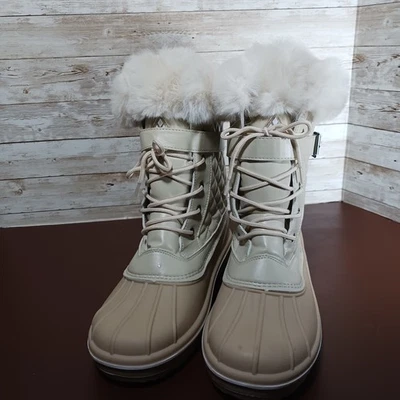 Botas forradas de piel para mujer Mishansha blanco roto clima frío S Foto 1 de 4