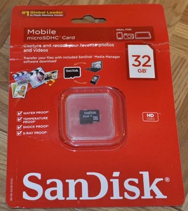 SanDisk 32 GB Class 4 - microSDHC Card - SEALED NEW!! Free First Class In U.S. - Picture 1 of 1
