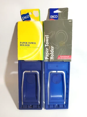 2 soportes para rollos de toallas de papel de montaje en pared EKCO vintage plástico retro azul NOS Foto 1 de 4