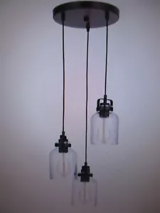 CRAFTMADE Foxwood 60W 3-Light Flat Black/Dark Teak Finish Dining Island Pendant - Picture 1 of 4