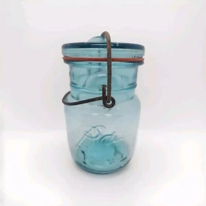 Antiguo tarro de albañil vintage de alambre bola ideal de 1900 pinta azul 14 de julio de 1908 #10 - Imagen 1 de 14