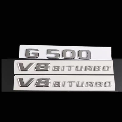 Pegatina insignia emblema maletero cromo G500 V8 BITURBO para Mercedes Benz G500 Foto 1 de 2