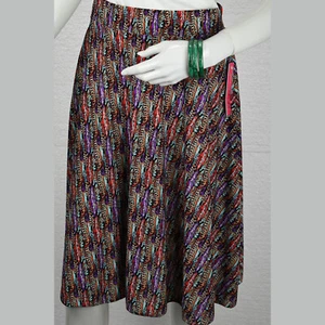 Damen Schlagrock Polyester Sommer Abstrakt Feder Print Rock Größe M - Bild 1 von 5