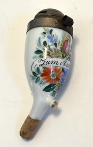 Vtg German/Austria Tobacco Smoking Pipe Bowl 'Zum Andenken' HP Wild Flowers Gilt - Picture 1 of 8