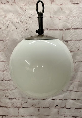 Vintage Large 24cm Opaline Glass Globe Lights with Monks Cap Galleries & hooks Cover
