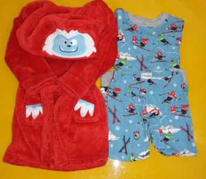 Sleepwear Set Boys 3T Abominable Snowman Robe with 2-piece Ski Pajamas - Picture 1 of 6