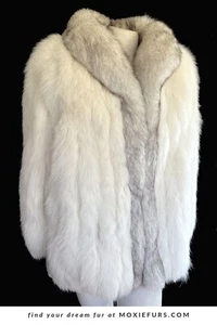 Arctic & Norwegian FOX Fur Coat, Ivory White Winter Wedding, Vintage Jacket Gift - Picture 1 of 10