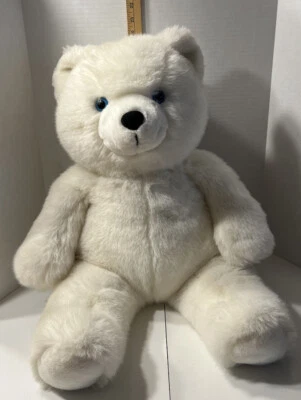Vintage Applause Large Plush  White Bear W/Blue Eyes 28” Made In Korea - Image 1 of 4