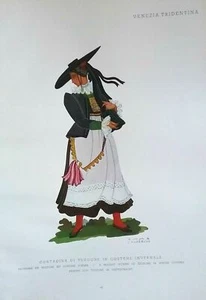 1900 COSTUME VENEZIA TRIDENTINA CONTADINA DI TEODONE IN COSTUME INVERNALE BOLZAN - Imagen 1 de 1