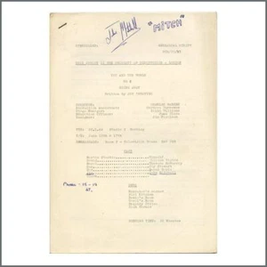 Mitch Mitchell You And The World 1964 Signed Rehearsal Script (UK) - Picture 1 of 3