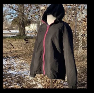 Polar Edge black hooded fleece lined coat MEDIUM - Picture 1 of 5