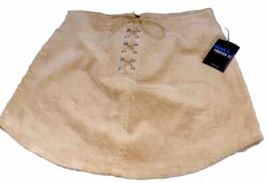 Tan Mini Skirt Forever 21 Criss Cross Front Zip Up Size Large - Picture 1 of 9
