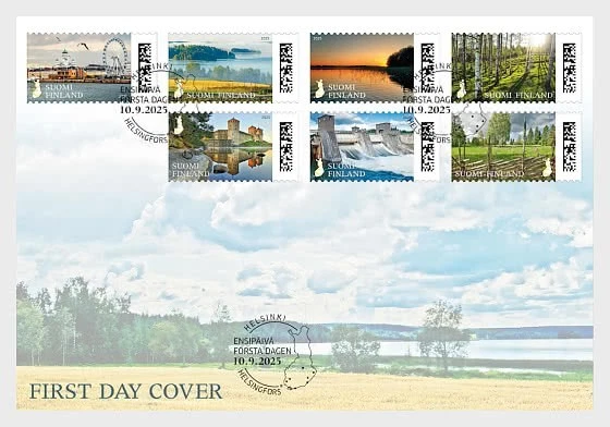 finland ca 2025 National Landscapes III Lake natural sites castle trees 7v FDC - Image 1 of 1