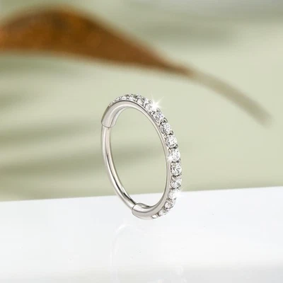 0.1CT Round Cut Zircon Hoop Earrings 316L Stainless Steel Cartilage Earrings - Image 1 of 4