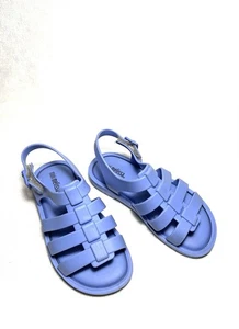 Mini Melissa Flox Gladiator Jelly Open Toe Slingback Blue flat girl sandals Sz10 - Picture 1 of 10