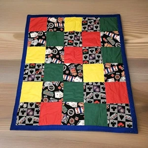 Handmade Casino Theme Patchwork Quilt 47"x40" – Poker Cards Dice Slot Machine - Picture 1 of 4