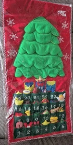VINTAGE FABRIC CHRISTMAS ADVENT CALENDAR~ONE STEP AHEAD~XMAS TREE~POCKETS NEW!! - Picture 1 of 7