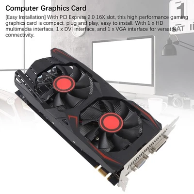 Graphics Card 6GB GDDR5 192BIT Double Fan PCIE 2.0 16X Slot Supports DVI VGA HD - Image 1 of 4