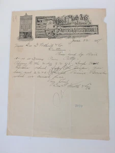 1907 Geo F Muth & Co Washington DC Letterhead Painters Artists Supplies - Picture 1 of 2