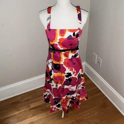 Vestido Madison Leigh Talla 10 Rosa Brillante Floral Volantes Dobladillo Retro Solero Y2K Foto 1 de 4