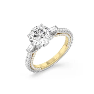 14K Multi Tone Gold Diamond Engagement Ring Round Cut 2.50 Ct IGI Lab Created - Picture 1 of 9