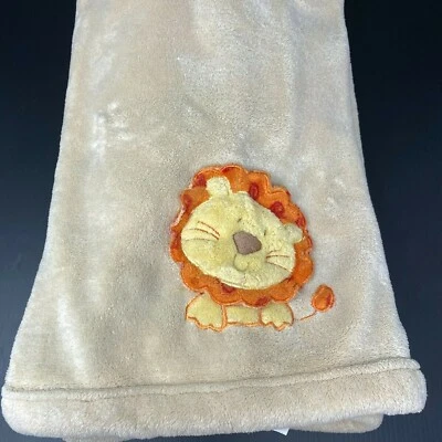 Manta bebé bronceada bordada león amarillo con melena naranja 3D felpa gruesa Lovey Foto 1 de 3