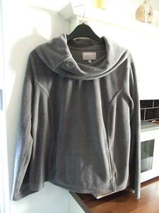 M&S Per Una Ladies Fleece Grey, Size M Large cowl style neck, decorative button - Picture 1 of 9