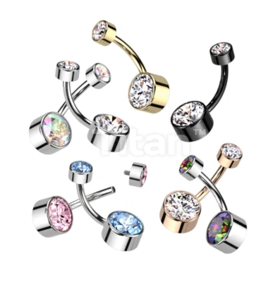 Joyería de ombligo de circonita cúbica transparente Foto 1 de 2